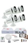 4 Kameralı Set Kadraj - Gece Renkli 5MP Sony Seculensli 1080p Full HD AHD Güvenlik Kamerası - 4X Ultra Warm LED Colorvu - Plastik Kasa - 1