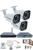 3 Kameralı Güvenlik Seti - 5MP Sony SecuLens, 1080p Full HD AHD, Gece Renkli, 8 Ultra Warm LED, 5MP DVR + WiFi Adaptörü, V1 - 1