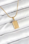 316L Çelik Gold Renk Külçe Altın Model Kolye thumbnail 1