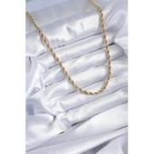 Gold Renk 316 L Çelik  60 cm Burgu Model Kadın Kolye Vice-5353 - 2