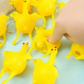Yumurtlayan Tavuk Anahtarlık Esnek Silikon Figürlü Eğlenceli Stres Giderici Oyuncak Anahtarlık Çanta ve Cüzdan Süsü Komik Hediyelik Dekoratif Mini Aksesuar - 6