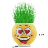 Sevimli Çim Adam Emoji Figürlü Orijinal Lisanslı Oyuncak 1 Adet Toprak ve Tohumlu Eğlenceli Dekoratif Saksı Kafadan Çimlenen Karakter Bitki Oyuncağı - 7