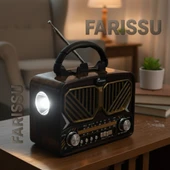 Taşınabilir Güneş Panelli Nostaljik Radyo Işıldaklı FM/AM/SW Desteği USB/TF Kart Girişli - 1