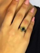 Doğal Taş Oniks Doğal Taşlı Antik Model Kadın Ayarlanabillir Yüzük euy78o thumbnail 3