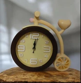 Yaratıcı Ofis Masaüstü Bisiklet Yatak Odası ÇOCUK ODASI Başucu Saati Yaratıcı Saat SARI RENK - 2