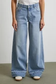 Paçası Katlamalı Geniş Paça Jean Buz Mavisi thumbnail 5