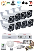 8'li Güvenlik Kamerası Seti - 5MP Sony SecuLensli 1080P Full HD AHD, 8 Ultra Warm LED, Gece Görüşlü, ColorVu Teknolojisi, Metal Kasa, Yüz Tanıma,V1 thumbnail 2
