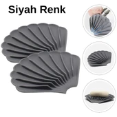 Siyah Renk Kaymaz İstiridye Şekilli Silikon Sabunluk Sabun Depolama Tutucu ve Taşınabilir Sabunluk Plakası thumbnail 4