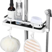 Banyo Rafı Tek Katlı Yapışkanlı Pratik Kurulumsuz Duvar Tipi Şampuan Sabun Organizeri thumbnail 8