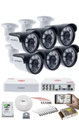 6'lı Kamera Seti 5MP Sony SecuLensli 1080p, 6 Atom LED, Full HD AHD Güvenlik Kamerası Seti , Gece Görüşlü, IP66 , V1 thumbnail 1