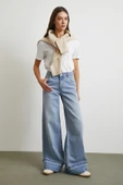 Paçası Katlamalı Geniş Paça Jean Buz Mavisi thumbnail 2