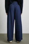 Yüksek Bel Geniş Paça Jean Lacivert thumbnail 6