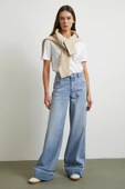 Paçası Katlamalı Geniş Paça Jean Buz Mavisi thumbnail 1