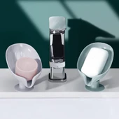 Yeşil ve Gri Vantuzlu Su Giderli Sabunluk Şık Tasarımlı Su Tutmaz Katı Sabunluk thumbnail 4