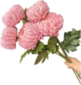 Yapay Çiçek Krizantem Pembe Açık 90cm Tek Dal Kumaş Çiçek Uzun Dal thumbnail 6