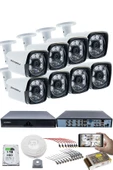 8'li Kamera Seti - 5MP Sony SecuLensli 1080P Full HD, 6 Atom LED, AHD Güvenlik Kamerası Seti, Gece Görüşlü, Metal Kasa - 1