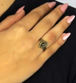 Doğal Taş Labradorit Doğal Taşlı Antik Model Kadın Ayarlanabillir Yüzük euy78lbt thumbnail 3