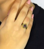 Doğal Taş Ametist Doğal Taşlı Antik Model Kadın Ayarlanabillir Yüzük euy78amt thumbnail 1