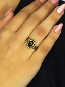 Doğal Taş Oniks Doğal Taşlı Antik Model Kadın Ayarlanabillir Yüzük euy78o thumbnail 1
