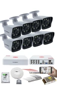 8 KAMERALI GÜVENLİK KAMERASI SETİ - 5MP Sony SecuLensli 1080P Full HD AHD, 8 Ultra Warm LED, Gece  Renkli Görüşlü, V1 thumbnail 1