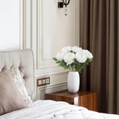 Yapay Çiçek Krizantem Beyaz 90cm Tek Dal Kumaş Çiçek Uzun Dal - 6