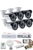 6'LI KAMERALI GÜVENLİK KAMERASI SETİ - 5MP Sony SecuLensli 1080p AHD, 8 Warm LED, Colorvu Gece Renkli Görüş, V1 thumbnail 1