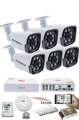 6 KAMERALI GÜVENLİK KAMERASI SETİ - 5MP Sony SecuLensli 1080P Full HD AHD, 8 Ultra Warm LED ,Gece Renkli, Colorvu Teknolojisi, Metal Kasa, V1 thumbnail 1
