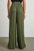 Beli Lastikli Dökümlü Geniş Paça Pantolon Haki thumbnail 6