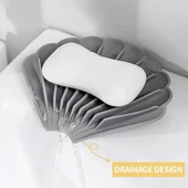 Siyah Renk Kaymaz İstiridye Şekilli Silikon Sabunluk Sabun Depolama Tutucu ve Taşınabilir Sabunluk Plakası thumbnail 3