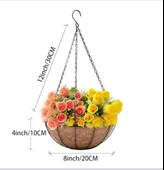 Bahçe balkon duvar asılı sepet çiçek hindistan cevizi elyaf asılı sepet metal 20 CM KÜÇÜK BOY - 6