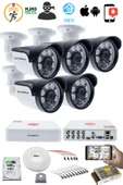 5 Kameralı 5MP Sony SecuLensli 1080p Full HD AHD Güvenlik Kamerası Seti, 6 Atom LED, Gece Görüşlü, IP66 Plastik Kasa,V1 thumbnail 2