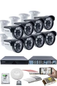 8'li Kamera Seti - 5MP Sony SecuLensli 1080P, 6 Atom LED, Full HD AHD Güvenlik Kamerası Seti, Gece Görüşlü, IP66 Plastik Kasa thumbnail 1