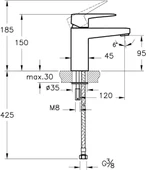 Artema Root Square A42732 Lavabo Bataryası, Krom thumbnail 3