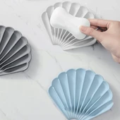 Siyah Renk Kaymaz İstiridye Şekilli Silikon Sabunluk Sabun Depolama Tutucu ve Taşınabilir Sabunluk Plakası thumbnail 5