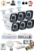 6 Kameralı Set 5MP Sony SecuLensli 1080P Full HD, 6 Atom LED, AHD Güvenlik Kamerası Seti, Gece Görüşlü, Metal Kasa thumbnail 2