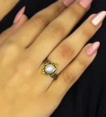 Doğal Taş Aytaşı Doğal Taşlı Antik Model Kadın Ayarlanabillir Yüzük euy78ay thumbnail 2