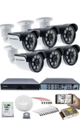 6'LI KAMERALI GÜVENLİK KAMERASI SETİ - 5MP Sony SecuLensli 1080p AHD, 8 Warm LED, Colorvu Gece Renkli Görüş thumbnail 1