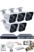 5 Kameralı Güvenlik Kamerası Seti - 5MP Sony SecuLensli 1080P Full HD AHD, 6 Atom LED, Gece Görüşlü, IP66 Su Geçirmez, Güvenlik Kamerası, Plastik Kasa - 1