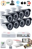 8'li Kamera Seti - 5MP Sony SecuLensli 1080P, 6 Atom LED, Full HD AHD Güvenlik Kamerası Seti, Gece Görüşlü, IP66 ,V1 thumbnail 2