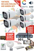 5 KAMERALI SESLİ GÜVENLİK KAMERASI SETİ - GECE RENKLİ 5MP SONY SECULENS, 1080P FULL HD AHD, 4 WARM LED, COLORVU - PLASTİK KASA - 1