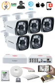 5'li Kamera Seti 5MP Sony SecuLensli 1080P Full HD, 6 Atom LED, AHD Güvenlik Kamerası Seti, Gece Görüşlü, V1 thumbnail 2