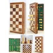 Mıknatıs Taşlı Ahşap Katlanabilir Kutulu Satranç Oyunu 40 Cm G225 - 1