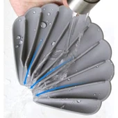 Siyah Renk Kaymaz İstiridye Şekilli Silikon Sabunluk Sabun Depolama Tutucu ve Taşınabilir Sabunluk Plakası thumbnail 7