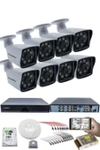 8 KAMERALI GÜVENLİK KAMERASI SETİ - 5MP Sony SecuLensli 1080P Full HD AHD, 8 Ultra Warm LED, Gece  Renkli Görüşlü, Plastik Kasa - 1