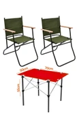 2 Adet 120 Kg kapasiteli Katlanır Kamp Sandalyesi ve 50x70 Kamp Masası Seti-2-AS-5070-K thumbnail 1