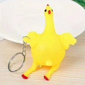 Yumurtlayan Tavuk Anahtarlık Esnek Silikon Figürlü Eğlenceli Stres Giderici Oyuncak Anahtarlık Çanta ve Cüzdan Süsü Komik Hediyelik Dekoratif Mini Aksesuar - 5