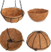 Bahçe balkon duvar asılı sepet çiçek hindistan cevizi elyaf asılı sepet metal 20 CM KÜÇÜK BOY - 1