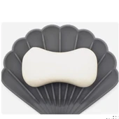 Gri Renk Kaymaz İstiridye Şekilli Silikon Sabunluk Sabun Depolama Tutucu ve Taşınabilir Sabunluk Plakası thumbnail 3