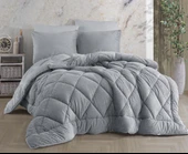 COMFORT YORGAN SETİ ÇİFT KİŞİLİK STRİPE GRİ thumbnail 1