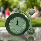 Yaratıcı Ofis Masaüstü Bisiklet Yatak Odası ÇOCUK ODASI Başucu Saati Yaratıcı Saat YEŞİL RENK - 2